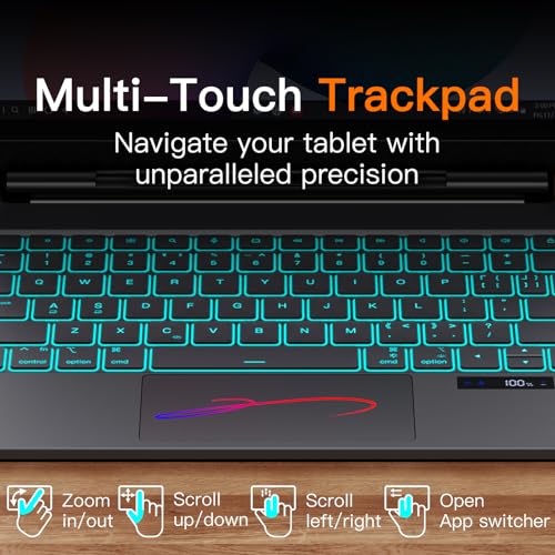 Image of JUQITECH Magic Keyboard Case for Samsung Galaxy Tab S6 Lite 10.4 Inch Magnetic Floating Cantilever Stand Wireless Backlit Multi-Touch Trackpad Keyboard, Battery Display for Tab S6 Lite 2024 /2022 /2020