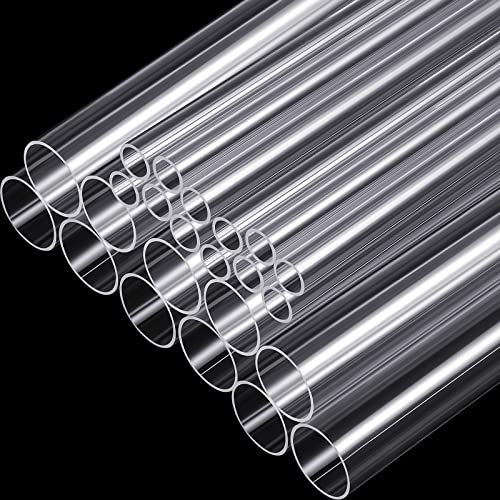 Image of Taiyin 24 Pcs Acrylic Tube Rigid Pipe Wall Thickness Round Cylinder Clear Pipe Plastic Hard DIY Acrylic Tube for Advertising Lighting (1 Inch,1 /2 Inch)