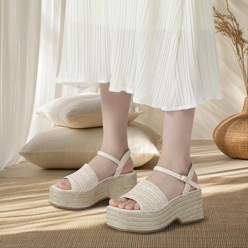Women's Platform Espadrille Wedge Sandals Arch Support Ankle Strap Open Toe Casual Sandal3