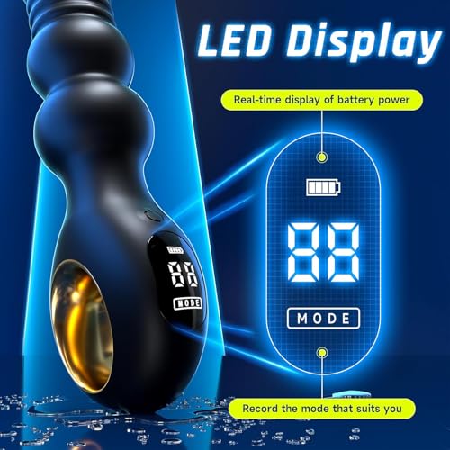 Image of Thrusting Anal Beads Prostate Massager, BEISAR Anal Vibrator Anal Toys Butt Plug 10 Vibrating Thrusting Anal Plug Male Sex Toys for Men Women Adult Toys Gradual Bead Anal Trainer App S&M Whips