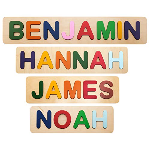 Name Puzzle for Kids Personalized, Handmade Wooden Name Puzzle Gifts, Personalized w/Name - Up to 12 Letters, Early Learning Toys for Boys & Girls, Preschool Toys, One Year Old Birthday Gifts