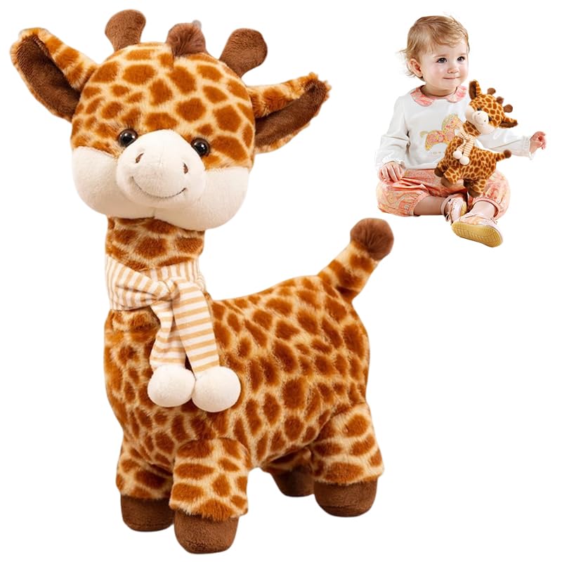 Eymobad Giraffe Kuscheltier,30cm Giraffe Plüschtier mit Schal,Süßes Kuscheltier, Giraffen Kuscheltiere Süß, Weiches Spielzeug Puppe,Geschenke für Jungen Mädchen Kinder