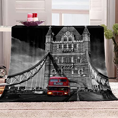 Szatqrtu Couverture Londres, Plaid Polaire Londres Imprimée 3D Couvertures Douce Confortable pour Enfants Adultes Canapé Canapé-lit Couverture Polaire 150x200 cm