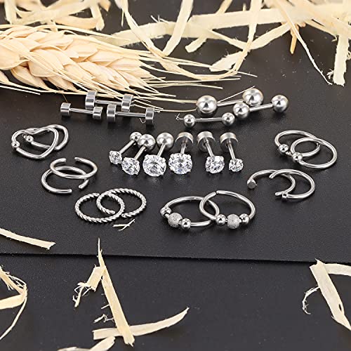 Ftovosyo 18g Cartilage Earrings Hoop Studs for Women Surgical Steel Forwards Helix Earring Hoop Daith Conch Tragus Earrings Piercing Jewelry for Men4