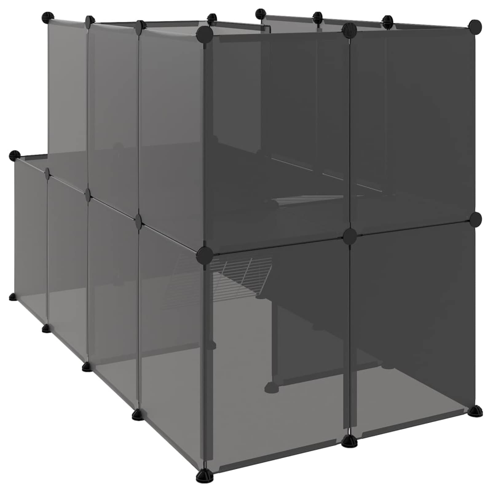 Jaula para Animales pequeños Negro PP y Acero 142x74x93 cm, Jaulas para Conejos, Jaula Cobaya, Jaula Hamster, Jaula para Gatos, Jaula Chinchilla, Recinto para Conejos
