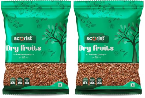 Image of Scorist Premium Flax Seeds 500g | Alsi Seeds | Flax Seeds for Hair Growth | Raw Seeds for Eating | Source of Iron & Dietary Fibre | Rich in Protein (Pack of 2)