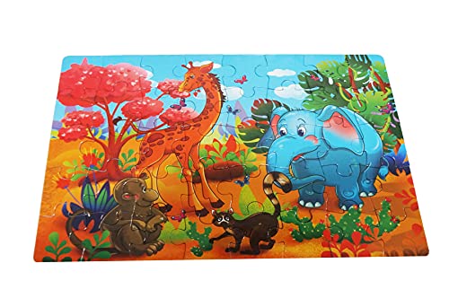 Image of MUREN Jungle Jigsaw Puzzle Game for Kids- Age of 5-12 Years Old- Educational and Fun Children Game-Child Learning & Creativity Game Fun Child Play (40 Pieces-Multicolor)