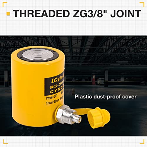 Image of 20T Hydraulic Cylinder Jack Ram 2 inch(50mm) Stroke Solid Single Acting Hydraulic Ram Cylinder Jack Hydraulic Lifting Cylinders (20T 2Inch)