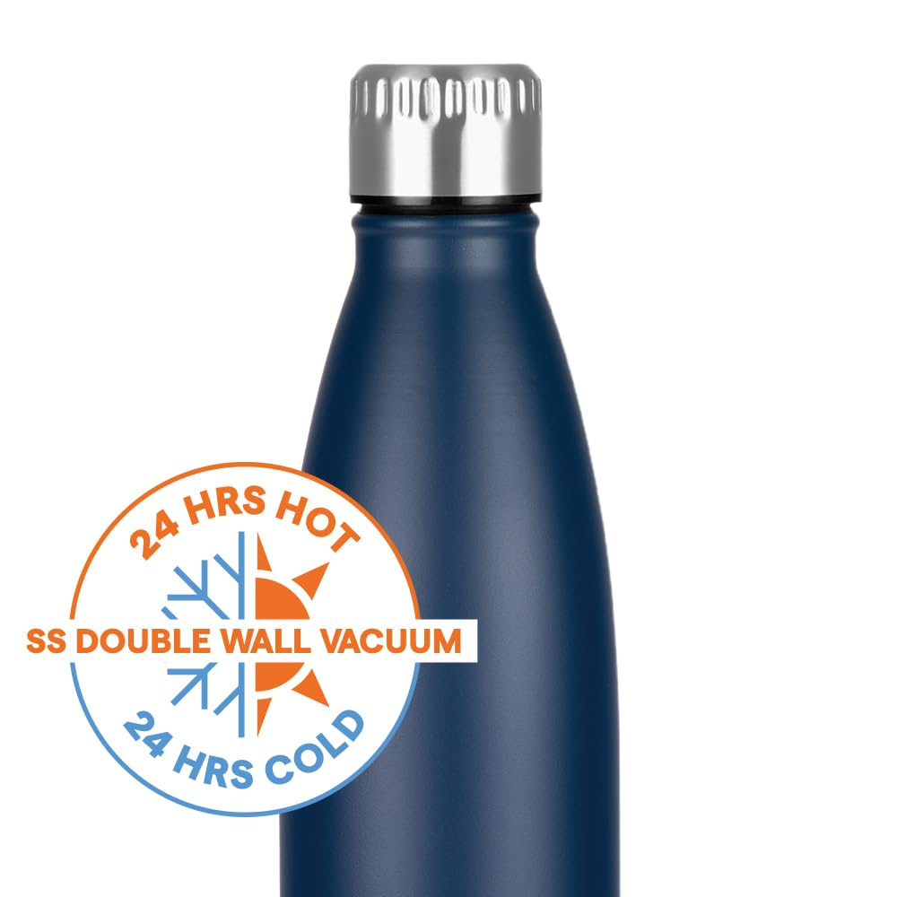 Borosil 1L Hydra Bolt Matte Blue Stainless Steel Water Bottle | Double Wall Vacuum Insulated Flask | 24 Hours Hot and Cold | Bottle for Office, Gym, School | 1 Year Warranty — Amazon image 2