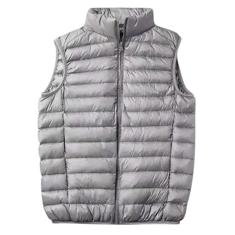 Men's Lightweight Packable Puffer Vest Jacket Quilted Sleeveless Stand Collar Outerwear Solid Winter Streetwear