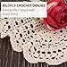 kilofly Crochet Cotton Lace Placemats Doilies 4pc, Oval, Beige, 7.8 x 14 inch
