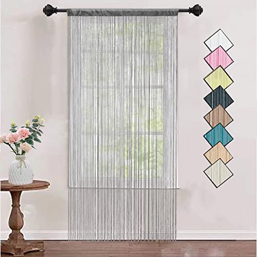 HSYLYM Tejer Cortina de Paneles denso poliéster Cortina de Flecos Fly Pantallas habitación Separador para Puerta Ventana decoraciòn 90x200cm Gris