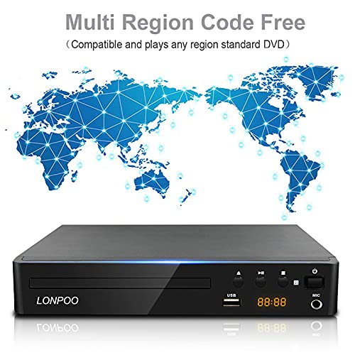 Kompakter DVD-Player für TV - HD DVD CD Player Codefree, mit HDMI (1080p HD Upscaling)/AV/Koaxial Ausgang, USB-Eingang & MIC-Ausgang, (mit HDMI-Kabel 1,5 m) – Bild 6