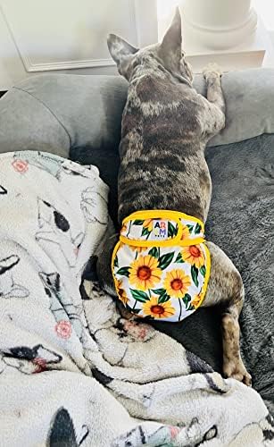 Image of ARCM Pets No Tail Hole Washable Pet Diapers, Dog Diapers Female & Baby Goat Diapers-Ultra Absorbent, Premium Doggie Diapers & Adjustable Waist Diapers for Small Dogs (Sunflower)