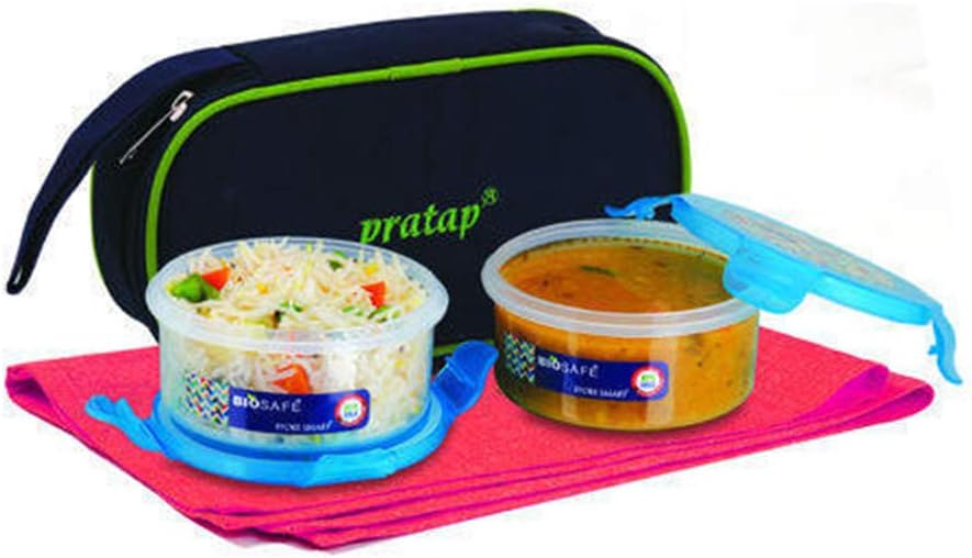 Pratap Plastic 2pcs Bio Safe Container with Bag x2 (Blue)