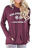 VILOVE Womens Rose Apothecary Tunic Shirts Locally Sourced Graphic Tees Funny Cute Pattern Long...