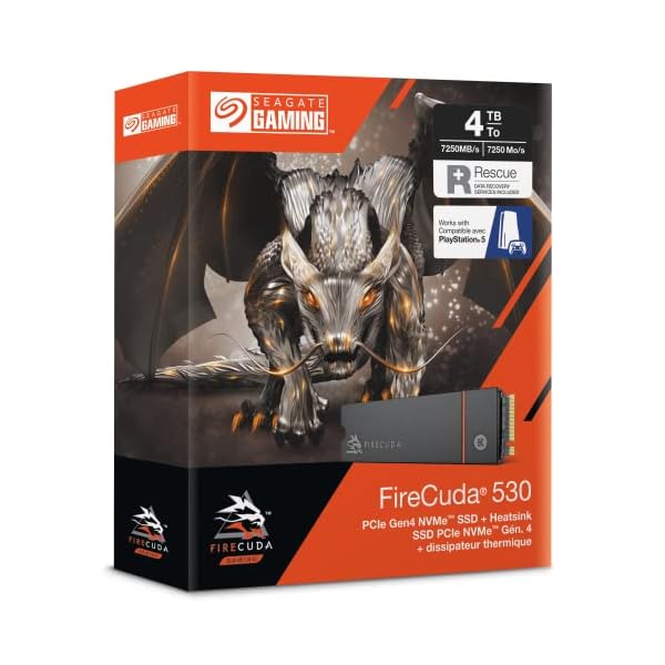 Seagate FireCuda 530, 4 TB, SSD M.2 PCIe Gen4 hasta 7300 MB/s