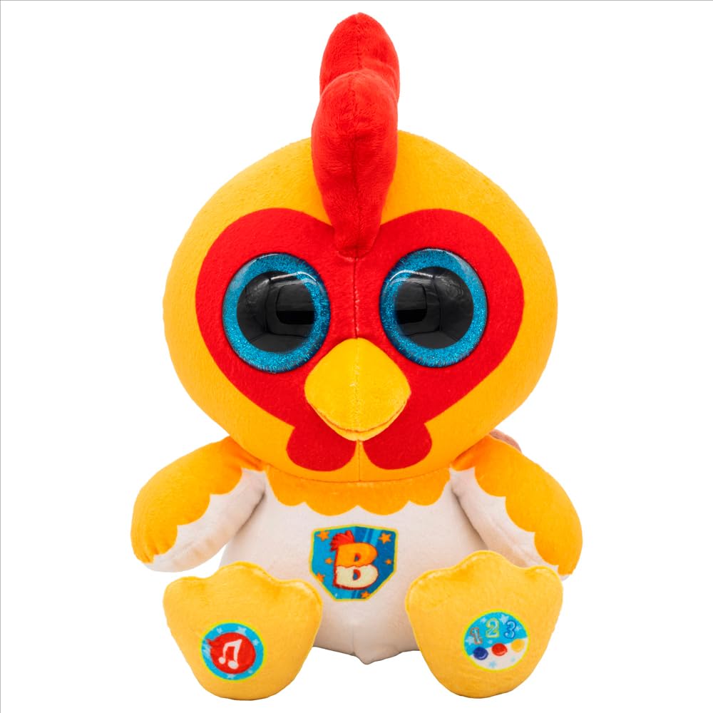 Bandai Bartolito ABC 30 cm Interaktywna pluszowa zabawka z dźwiękiem, muzyką i nauką w języku angielskim i hiszpańskim, zawiera 2 baterie AA, zabawna i edukacyjna zabawka dla dzieci (AR85870)