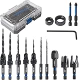 FRITZFURT Countersink Drill Bit Set, 15 PCS Tapered Drill Bits Counter Sink Drill Bit with 2PCS Wood Plug...