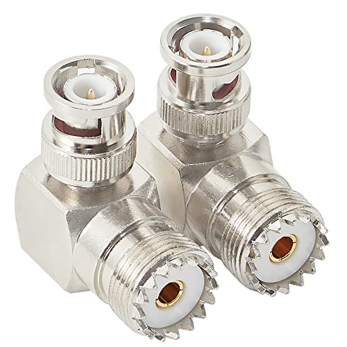 Conector coaxial Anina BNC macho a UHF hembra ángulo recto 2-Pack miniatura 1