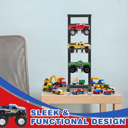 Image of AceOrbit Rc Car Stand 5 Layer Adjustable Wall Mount Car Display Rack with Screws Crawler 8 inch x 9 inch x 24 inch Storage System for 1 /10 1 /12 1 /18 1 /24 1 /32 Multiple Scale Cars /Trucks Stand Shelf(Black)