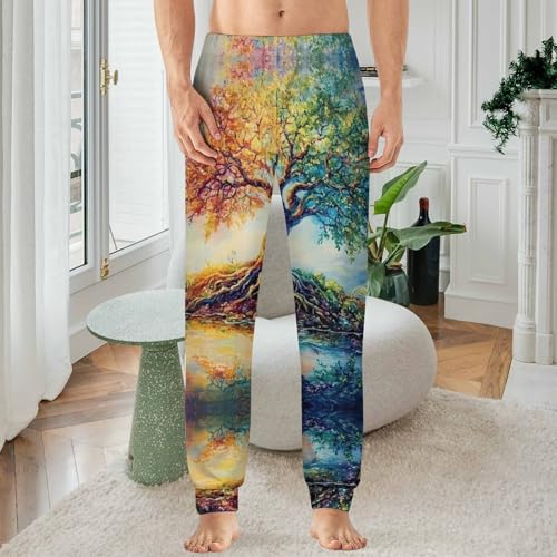 Life Rainbow Tree Men's Pajama Bottoms Sleep Lounge Soft Comfy Pants Sleepwear2