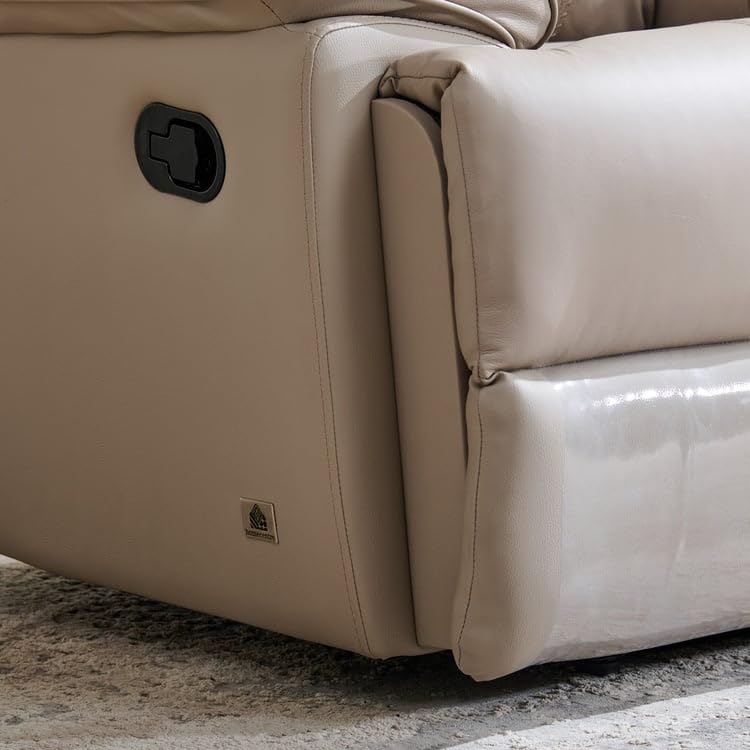Image of Home Centre | Torino Half Leather 1-Seater Recliner | Recliner Sofa for Living Room | Solid Wood | Grey | 2 Year Warranty