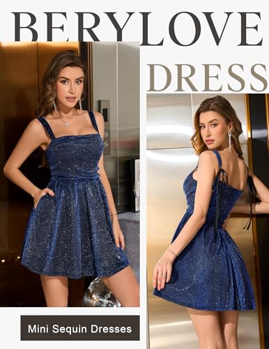 BeryLove Women Sequin Homecoming Dress Cocktail Sleeveless Sparkly Tie Party Mini Formal Dresses2