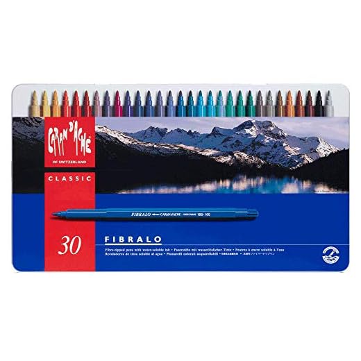 Caran D'ache Fibralo - Juego de rotuladores de color (30 unidades, caja metálica)