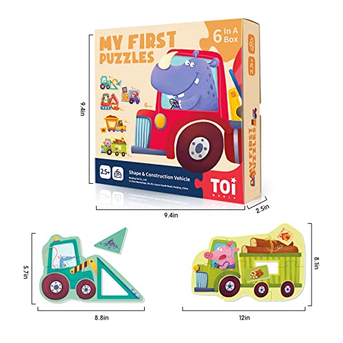 Image of TOI 6 Packs Large Piece Jigsaw Puzzles for Kids Ages 3-5 - Vehicle | My First Puzzle, Animal Shaped Floor Puzzles for Beginner, Preschool Learning Game, Educational Activity for Boys Girls Gift