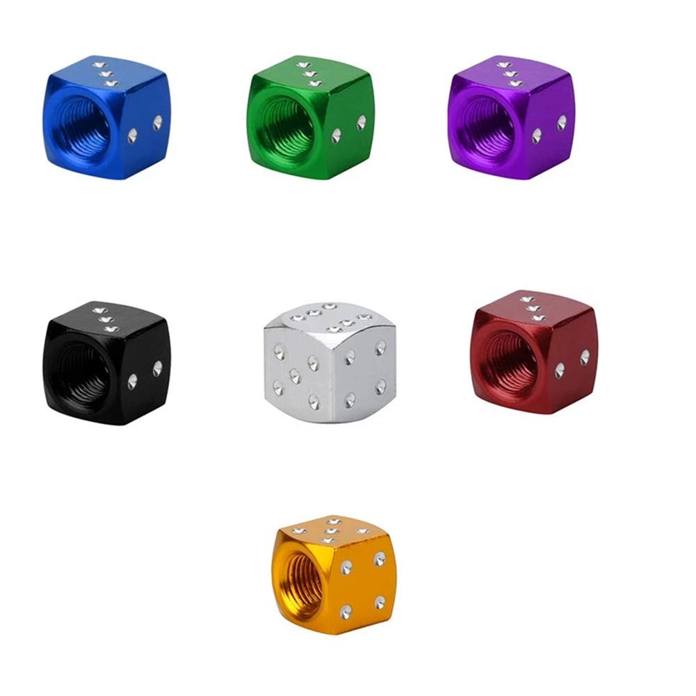 4 Tappi Per Valvole Cubo In Alluminio | Copri-Valvole Auto, Moto, Bici | Antipolvere E Antiruggine - copertina