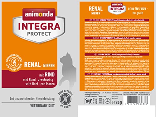 animonda INTEGRA PROTECT Katzenfutter nass Renal (Niere) mit Rind (24 x 85g), vom Tierarzt empfohlen bei Niereninsuffizienz, mit Veterinären entwickeltes Diätalleinfutter für erwachsene Katzen