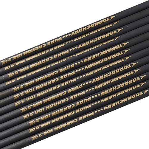 TOPARCHERY Arrow Shaft Pure Carbon Shafts 33 Inch Arrow Tube for DIY Hunting Arrows Recurve Bow Compound Bow 12Pcs (Spine:600)