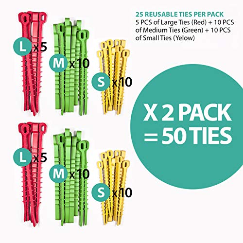 50 Q*Knot Rubber Zip Ties Reusable Fasteners Heavy Duty Cords Crafts Assortment By Ut Wire #TOP1