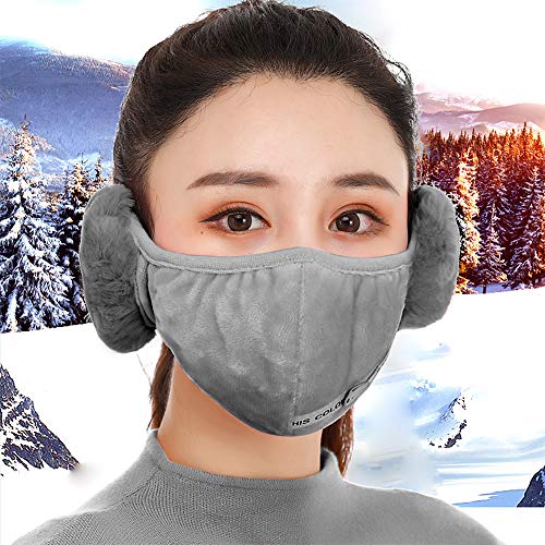 Tomshin Capa térmica de inverno 2 em 1 para rosto com protetores auriculares Protetor bucal respiráv
