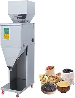 Powder Filling Machine, 10-999g Stainless Steel Automatic Intelligent Weighing Scale Filling Filler with Foot Pedal and LCD Display, Particle Weighing Filler, for Tea Seed Grain