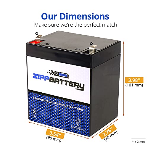 ZIPPBATTERY 12V 4.5AH Maintenance-Free Battery for Alarm Systems, Scooters, Toys, Emergency Lights, and More - Spade (F1) Terminal