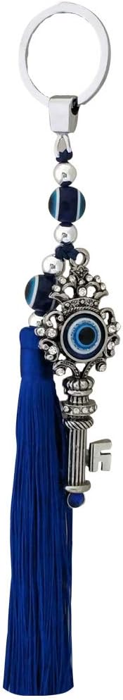 Divya Mantra Nazar Battu Hindu Symbol Blue Kuber Kunji Key Evil Eye Car Rear View Mirror Decor Talisman Ornament Accessories/Good Luck Charm Protection Interior Home/Office Wall Hanging Showpiece,Blue