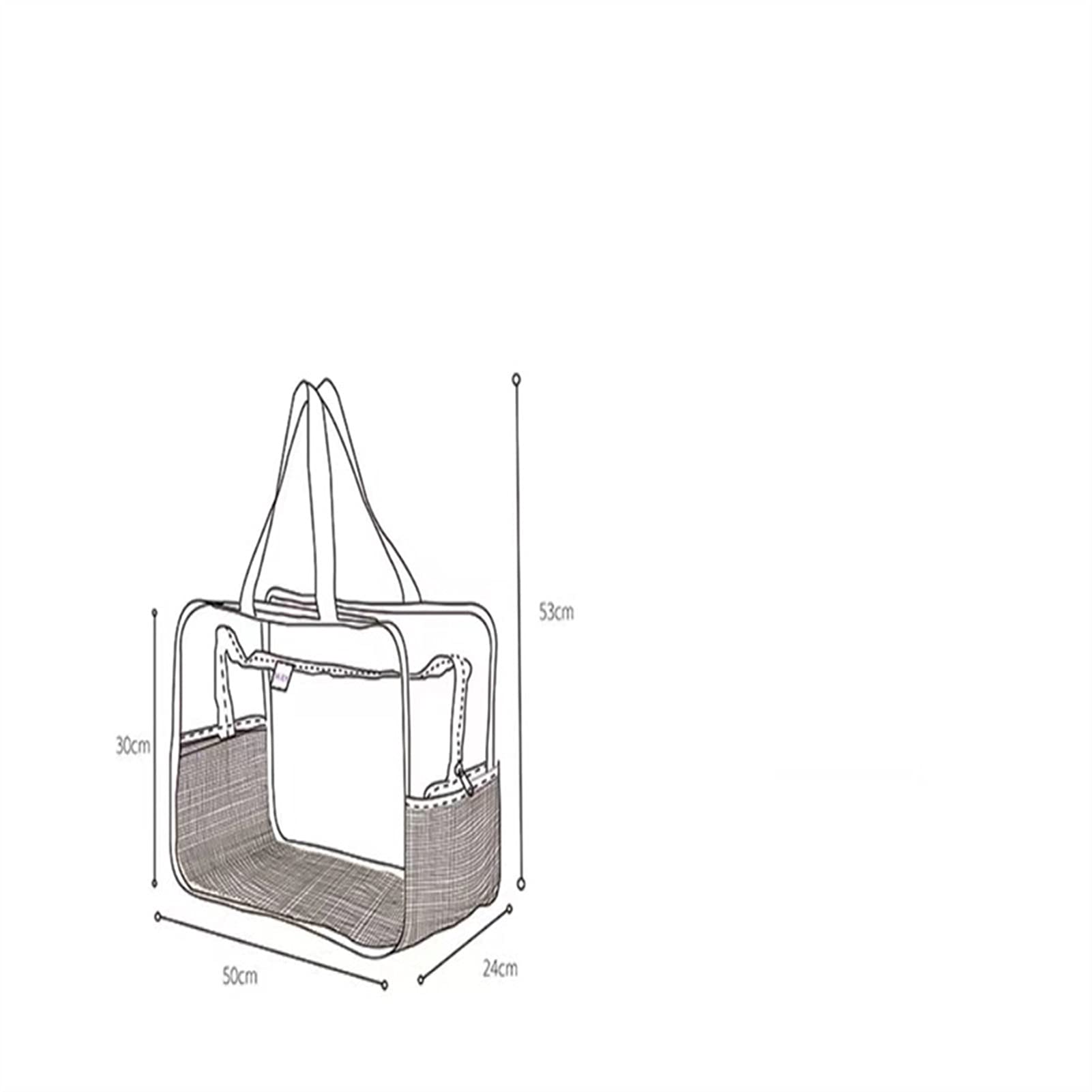 Sac de Plage Été Transparent Sacs fourre-Tout à Grande capacité imperméable à Grande capacité Panier Plage 661 (Color : White, Size : Large(Max Length) 50cm)