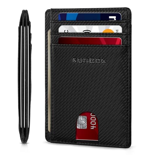 Image of RUNBOX Slim Minimalist Front Pocket RFID Blocking Leather Wallets for Men and Women Card Holder Wallets Gifts for men