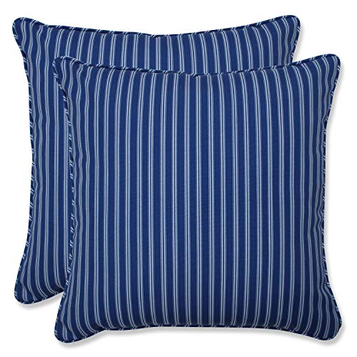 Pillow Perfect Stripe IndoorOutdoor Accent Throw Pillow Plush Fill Weather and Fade Resistant Large Throw 185 x 185 BlueWhite Resprt Stripe 2 Count