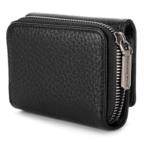 Image of Montana West Wallet Women RFID Blocking Wallets, Card Cases & Money Organizers Wallets with Zipper Coin Pocket, 1 Black, 4.3 inch x 3.3 inch x 1.6 inch, Casual