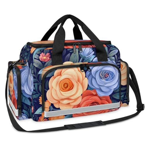 GzLeyigou First Aid Bags Empty, Colorful Floral Emergency Bag First Aid Kit Multiple Compartment Kit Carrier On Call Trauma Bag For Paramedics Emergency Medical Supplies Kit