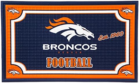 Team Sports America NFL Denver Broncos Embossed Outdoor-Safe Mat - 30" W x 18" H Durable Non Slip Floormat for Football Fans