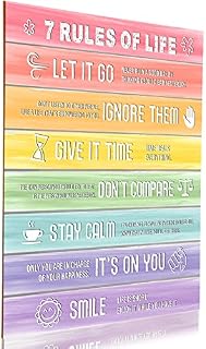 7 Rules of Life Motivational Quotes Poster 13.8 x 11 Inches Wooden Inspirational Poster Vintage Wall Decor for Home Office College Dorm Classroom Gym School Decor (Fresh Colors)
