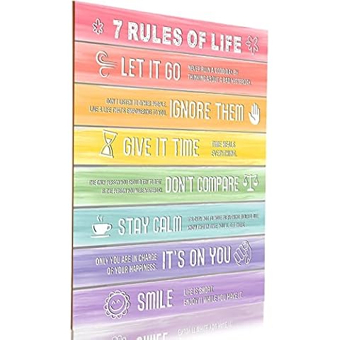 7 Rules of Life Motivational Quotes Poster 13.8 x 11 Inches Wooden Inspirational Poster Vintage Art Wall Decor for Home Office College Dorm Classroom Gym School Decor (Fresh Colors) Cover