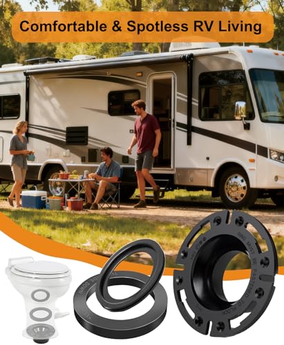 Image of RV Toilet Seal and 3 inch Socket Floor Flange Kit for Dometic 300 310 320 Toilet, Replacement Parts 385345892 RV Toilet Flange, 385311658 Flush Ball Seal and 385311652 Base Seal Gasket, 3-in-1 Repair Kit