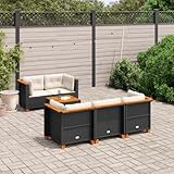 Ensemble Complet 6 Pièces: Ce salon de jardin inclut 4 sièges d'angle, 1 siège central et 1 table basse, offrant une capacité de charge maximale de 110 kg par siège. Idéal pour aménager votre patio, terrasse ou balcon avec un mobilier extérieur fonctionnel et élégant.