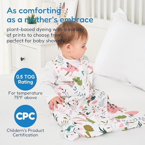 Image of TotAha Cute Dinos Sleep Sack 6-12 months 3 Pack, Buttery Soft Swaddle Transition Wearable Blanket Baby Sleeping Bag, 0.5 TOG