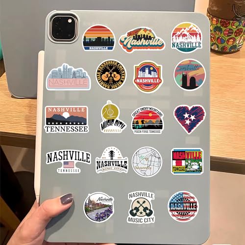 Nashville Tennessee Stickers 50Pcs Waterproof Vinyl Nashville Music City Decals for Water Bottles Laptop Luggage Cup Computer Mobile Phone Skateboard Guitar Helmet Snowboard Décor - Image 6